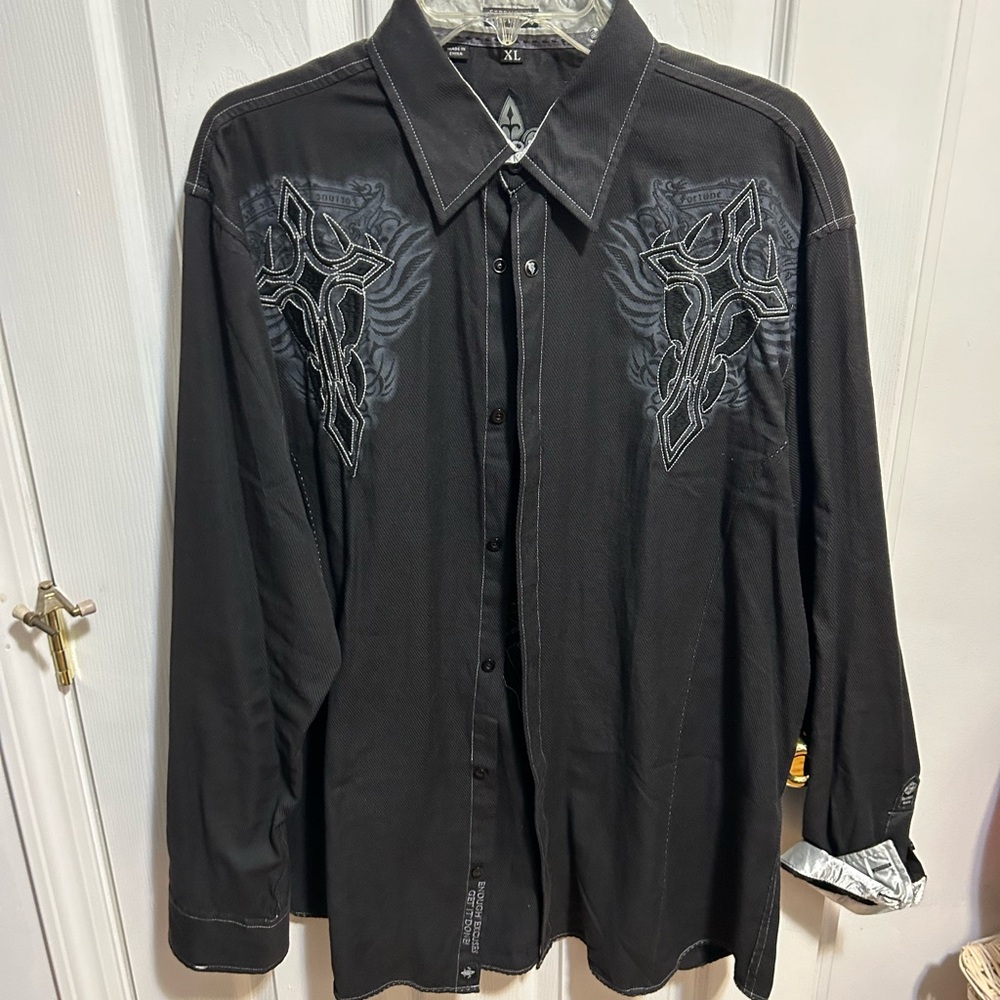 Men's Black Embroidered Shirt